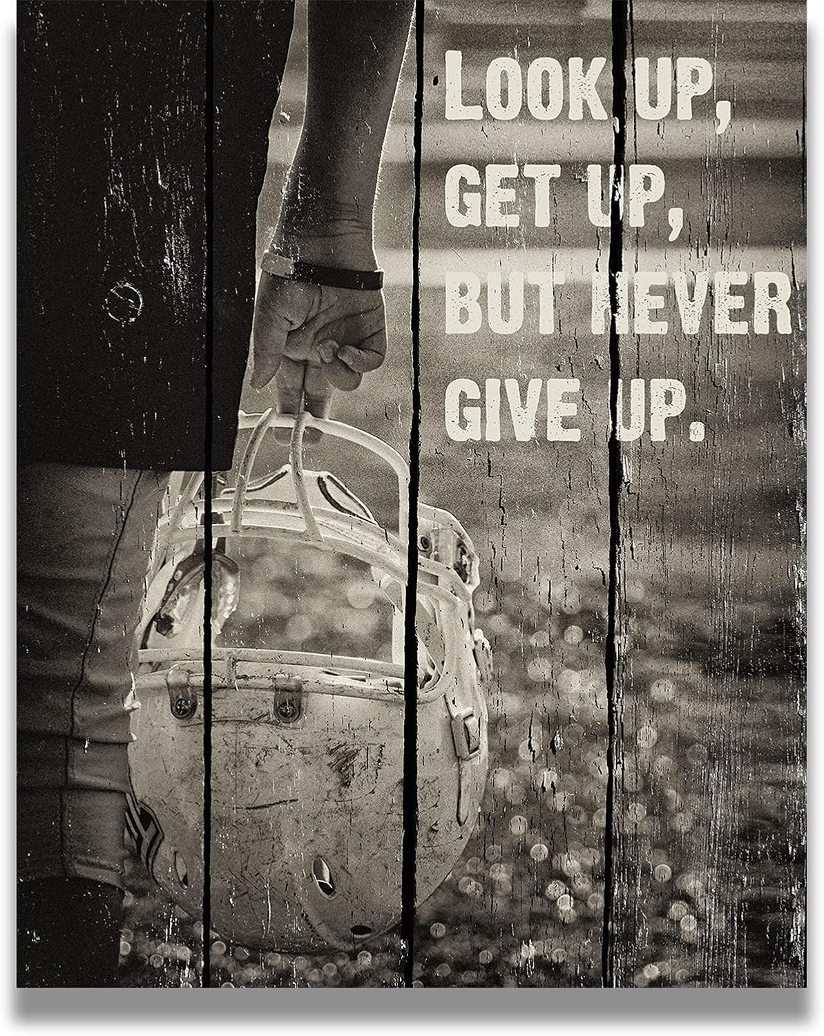 Look Up, Get Up, But Never Give Up – Impresión artística de pared de fútbol americano – ilustraciones sin marco impresas en papel fotográfico