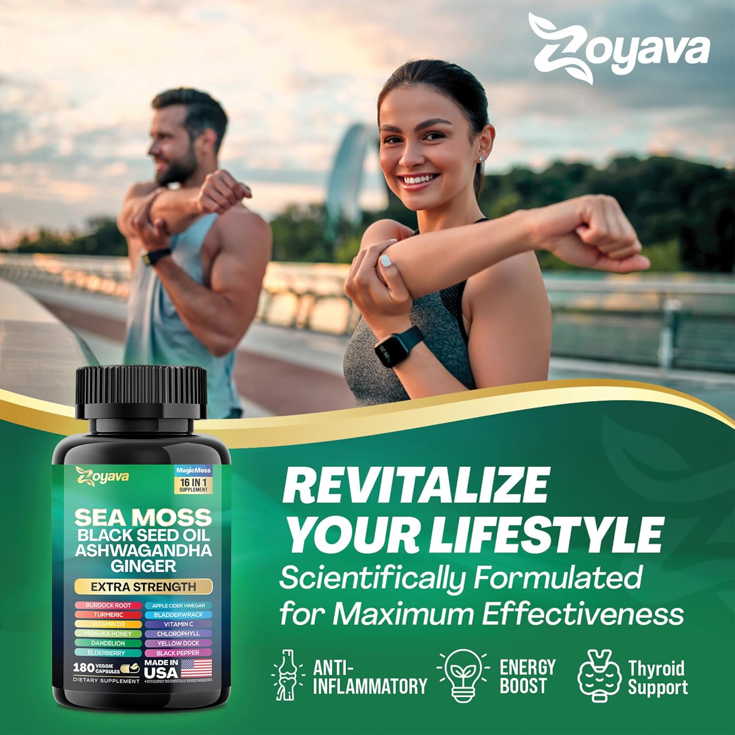 Musgo marino 7000 mg Aceite de semilla negra 4000 mg Ashwagandha 2000 mg Cúrcuma 2000 mg Bladderwrack 2000 mg Bardana 2000 mg y jengibre Vitamina C