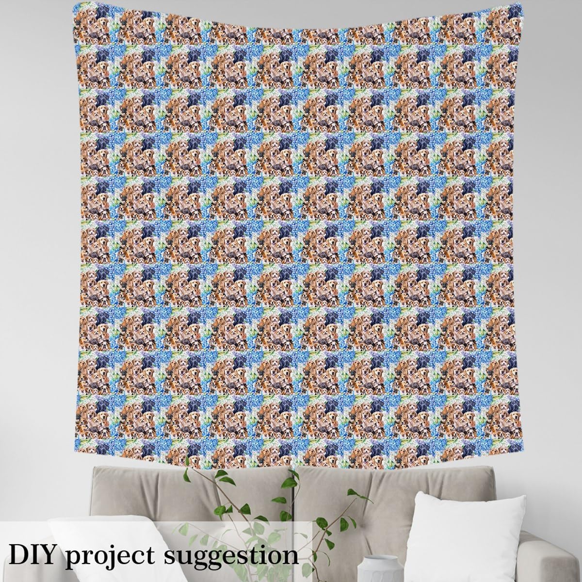 The Yard, tela de tapicería para perros, bonita colección 3D de perros para exteriores, tela decorativa de flores florales azules para tapicería y