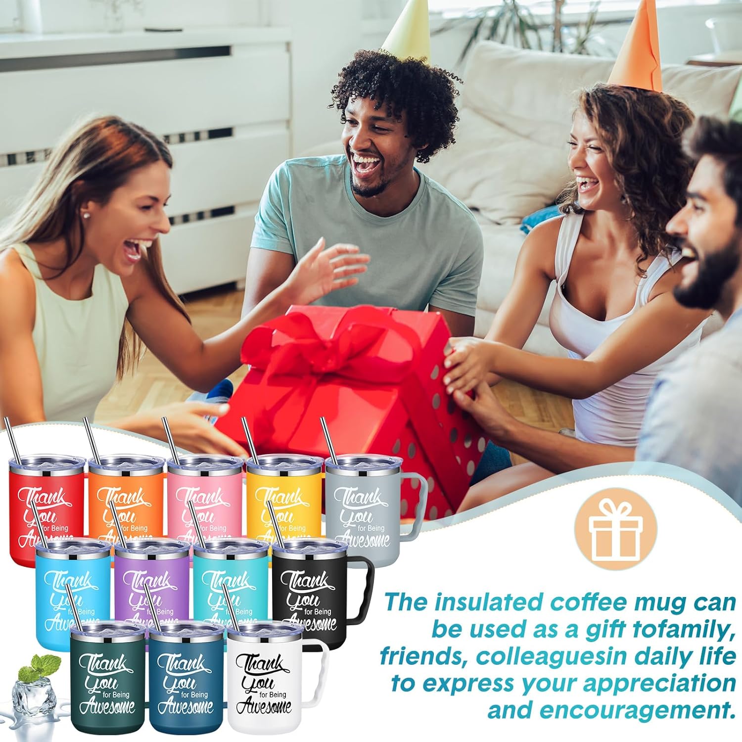 Umigy 24 tazas de café de agradecimiento a los empleados, regalo de agradecimiento por ser impresionante, taza de campamento de 17 onzas con asa,