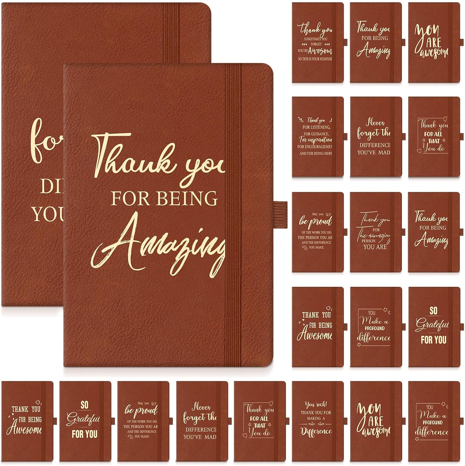 20 cuadernos de cuero de agradecimiento, regalos de agradecimiento, regalos de equipo para empleados, compañeros de trabajo, cuadernos inspiradores