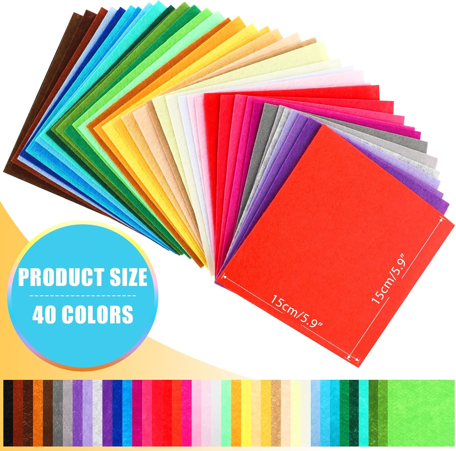 40 hojas de tela de fieltro, colores surtidos, hojas de fieltro no tejidas, para manualidades, manualidades, patchwork, proyectos escolares (5.9 x
