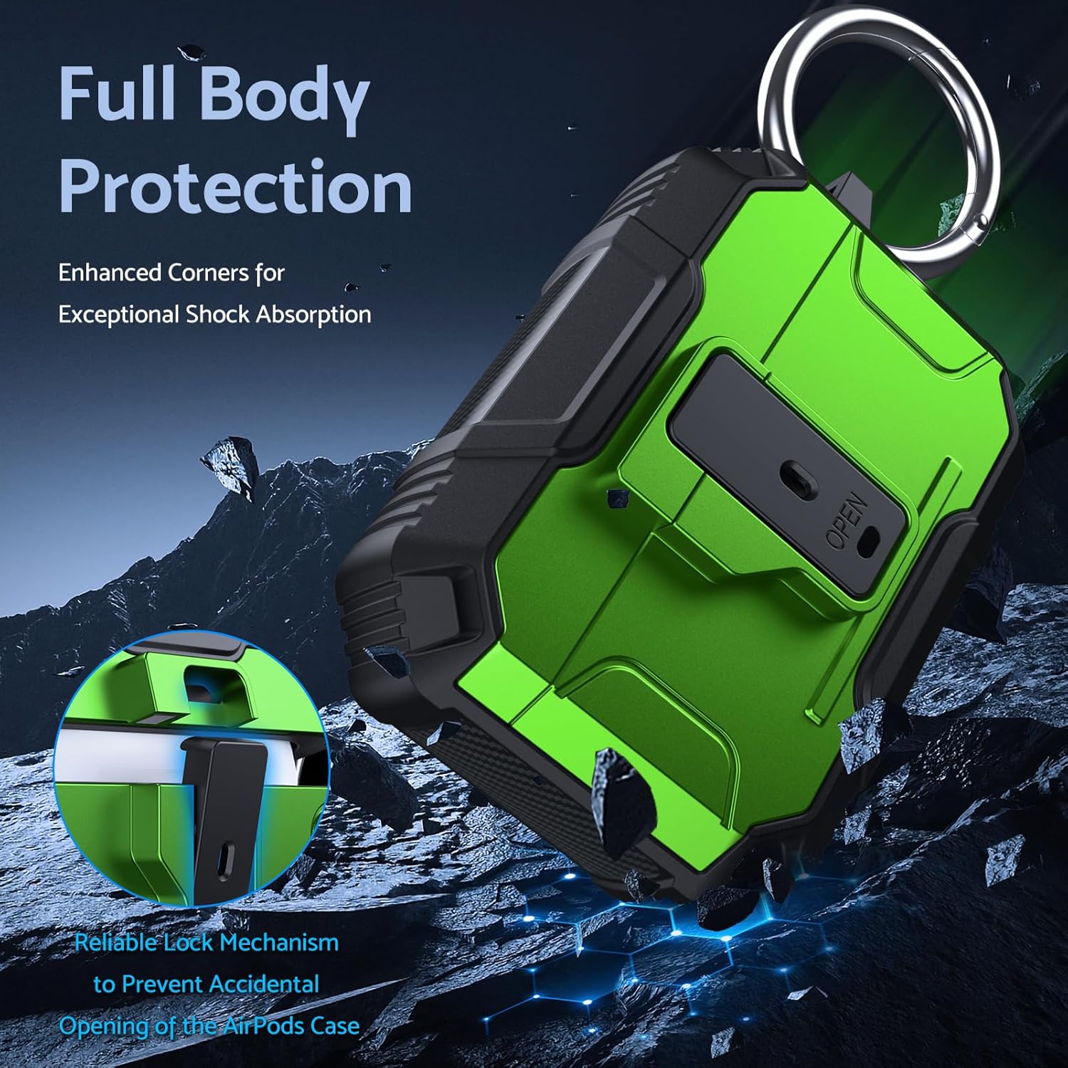DASFOND Armor – Funda rígida para auriculares Airpods Pro, grado militar, protección completa, a prueba de golpes, soporte de carga inalámbrica con