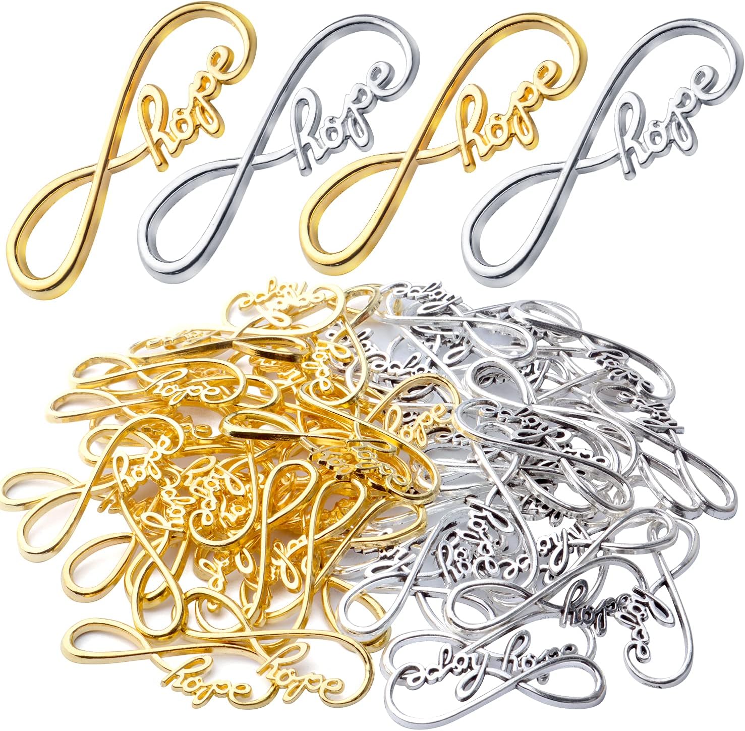 Aylifu Dijes de conector infinito, 60 dijes de símbolo de esperanza infinita, dijes de aleación, suministros de manualidades para collares,