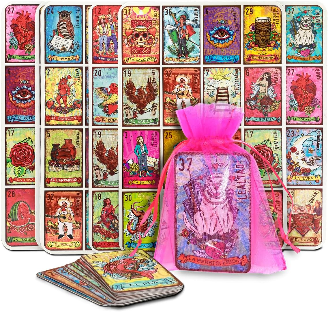 Deluxe Mexican Loteria como se ve en Shark Tank México – Set de bingo mexicano – La forma más divertida de aprender valores y español (Lotería de