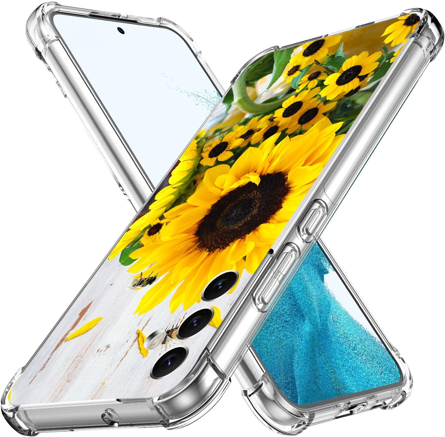 Beaucov Funda para Galaxy A54 5G, protección contra caídas de abeja de girasol, a prueba de golpes, carcasa protectora de cuerpo completo resistente