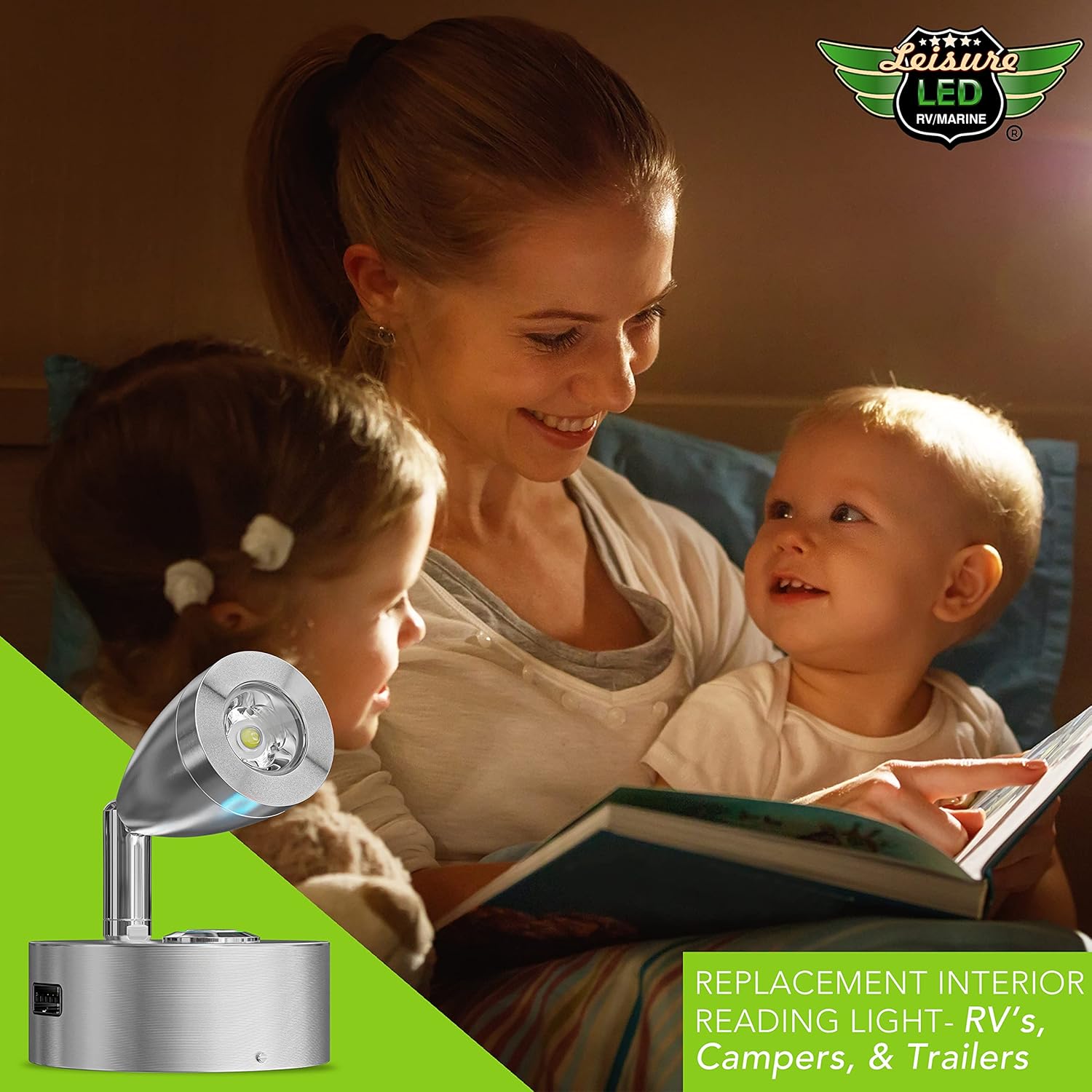 Leisure LED Luz de lectura de 4 pulgadas y 12 V RV con atenuación táctil LED ajustable para remolque, autocaravana, foco de iluminación interior,