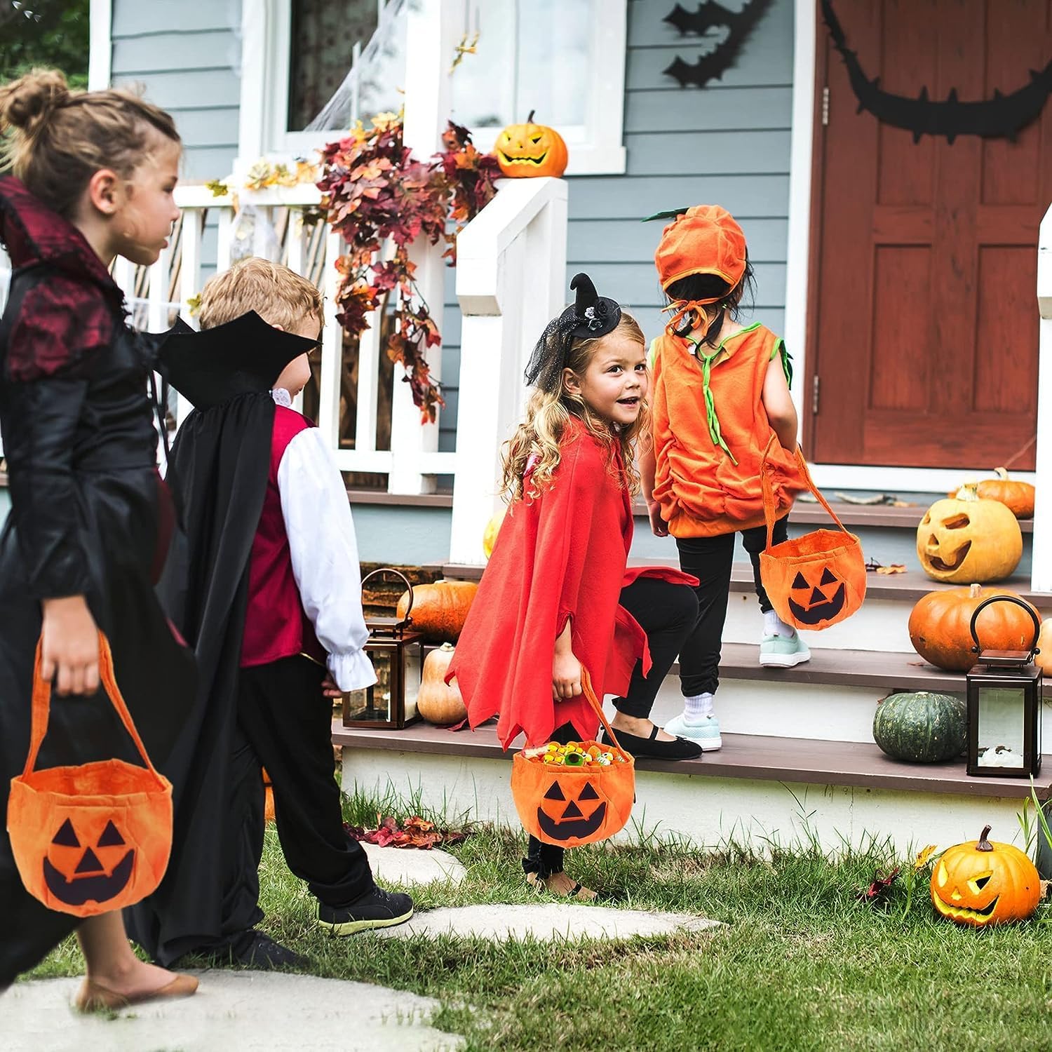 Zhzrche Bolsas de dulces de calabaza de Halloween, bolsas de dulces de calabaza de Halloween, bolsas de dulces no tejidas, cubo de dulces de