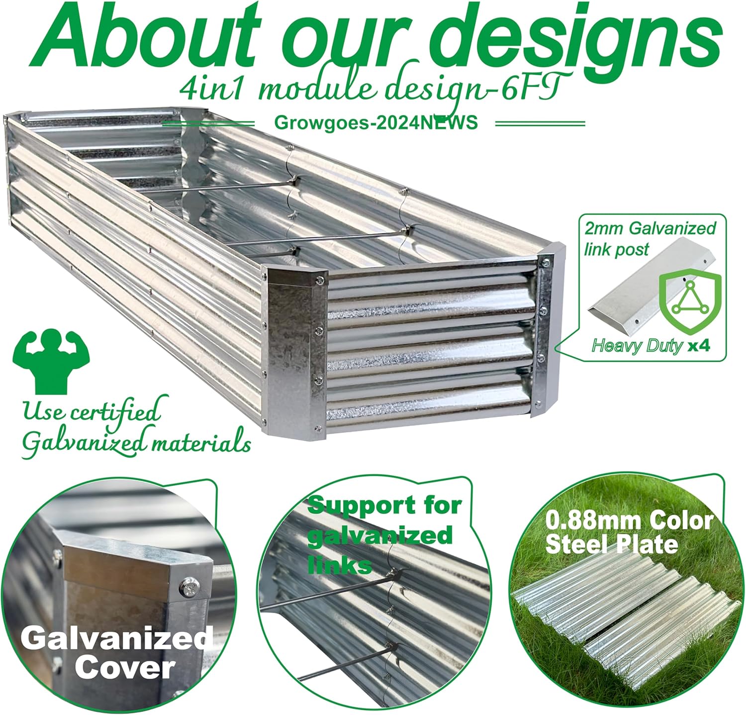 Products – Cama de jardín elevada de metal para exteriores de 4 x 3 x 2 pies, jardinera de raíces profundas para verduras, flores, hierbas y guantes