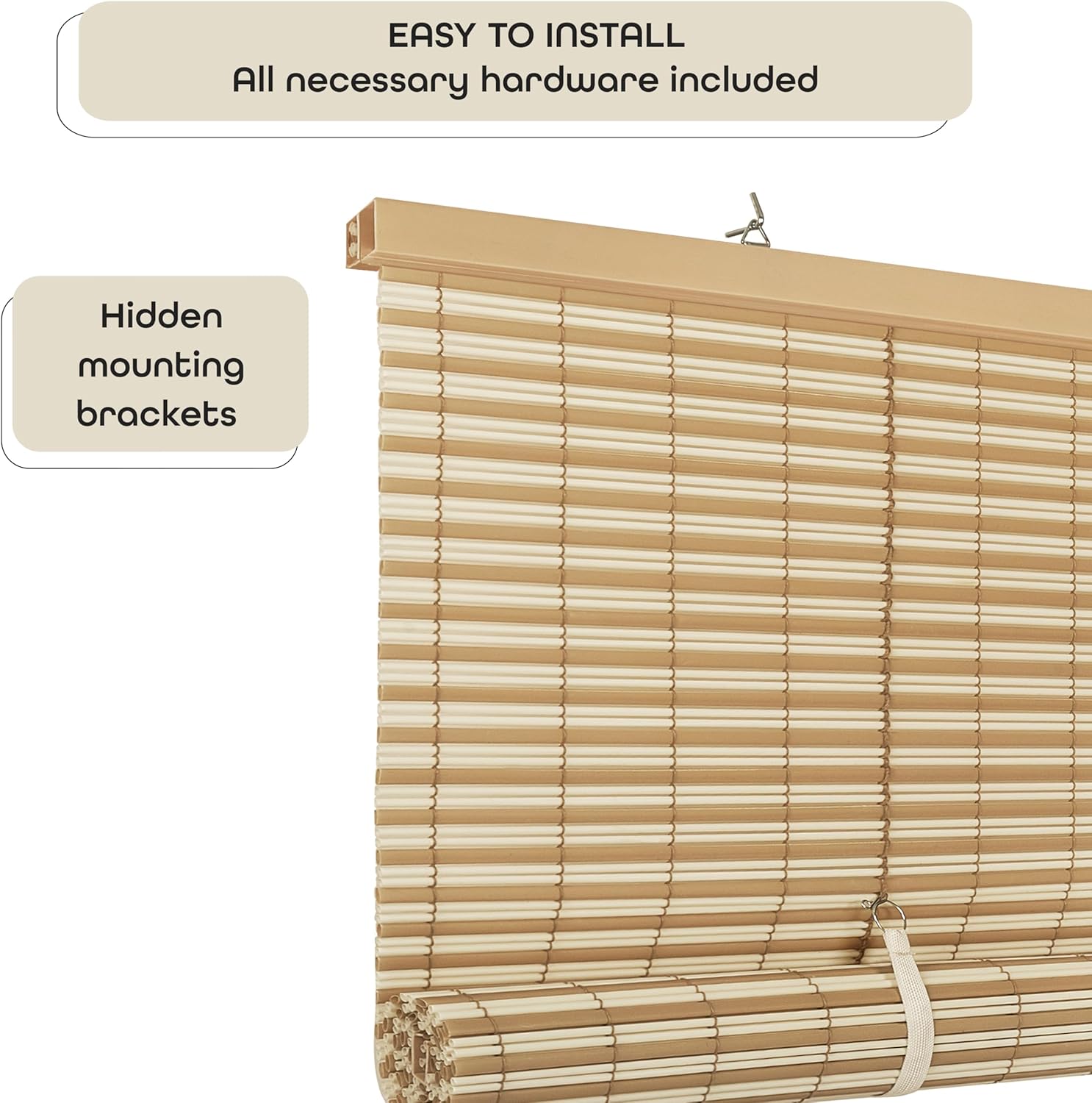 Persiana enrollable de vinilo sin cordón, 36 pulgadas de ancho x 72 pulgadas de largo, desiertoalmendra