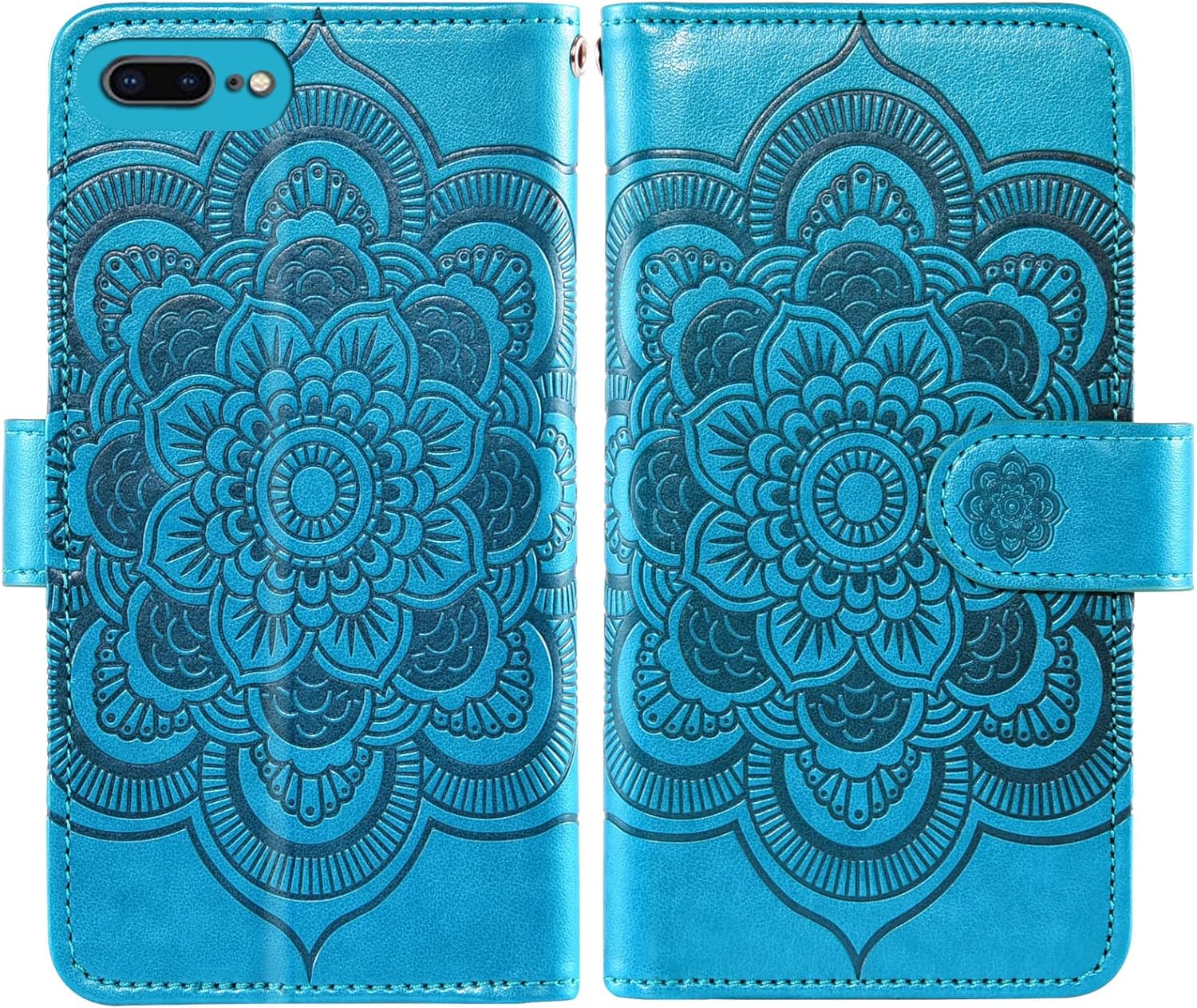 Asuwish Compatible con iPhone 7plus 8plus 78 Plus Funda tipo cartera y protector de pantalla de vidrio templado, funda de cuero con tapa para