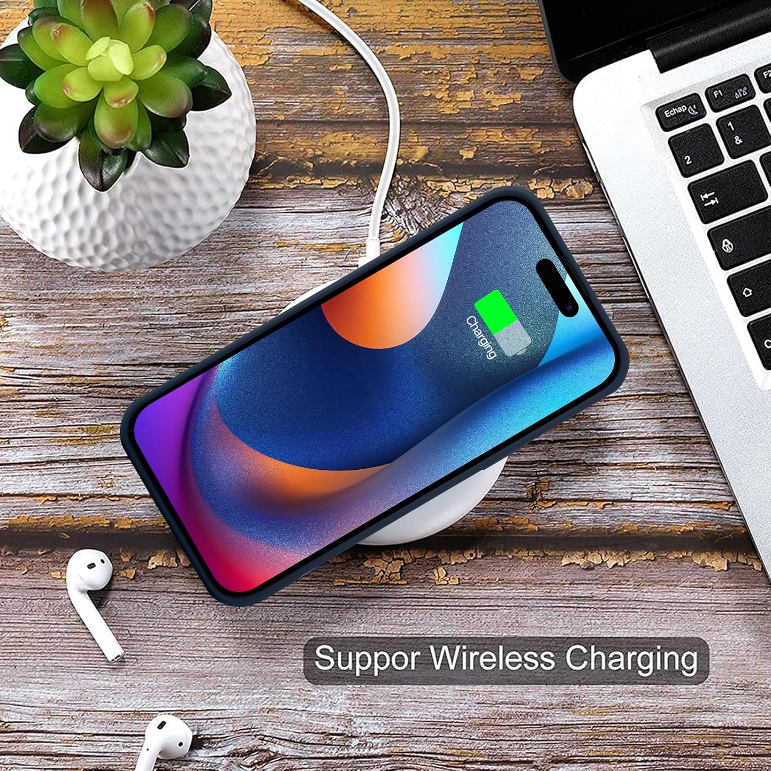 MZELQ Funda de silicona compatible con iPhone 15 Pro Max, funda protectora para cámara con tarjetero + protector de pantalla, funda con ranura para