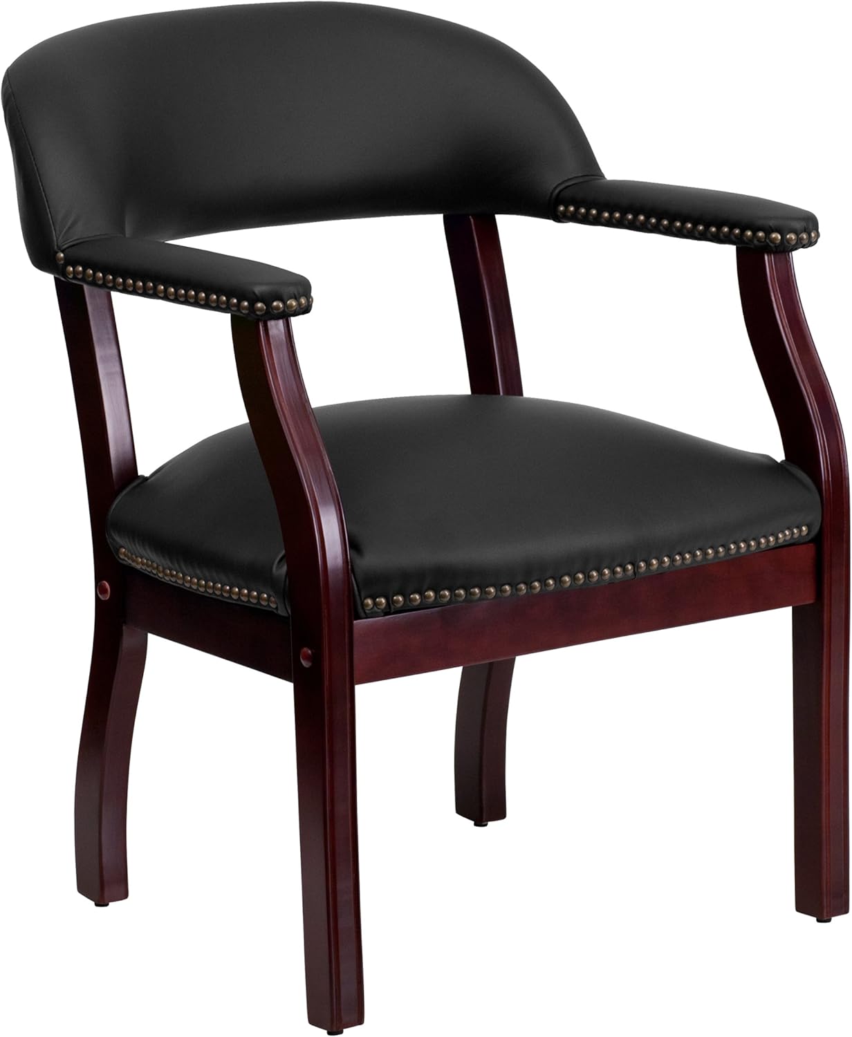 Flash Furniture Silla de conferencia de LeatherSoft con adorno de uñas decorativo en color negro
