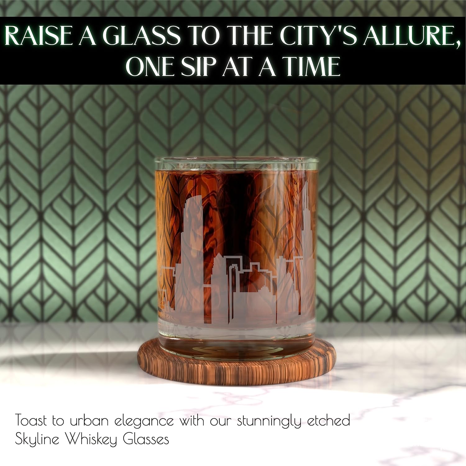 Greenline Goods Vasos de whisky  Vaso de 10 onzas para los amantes de Chicago (vaso individual)  Grabado con Chicago, IL Skyline  Cristalería