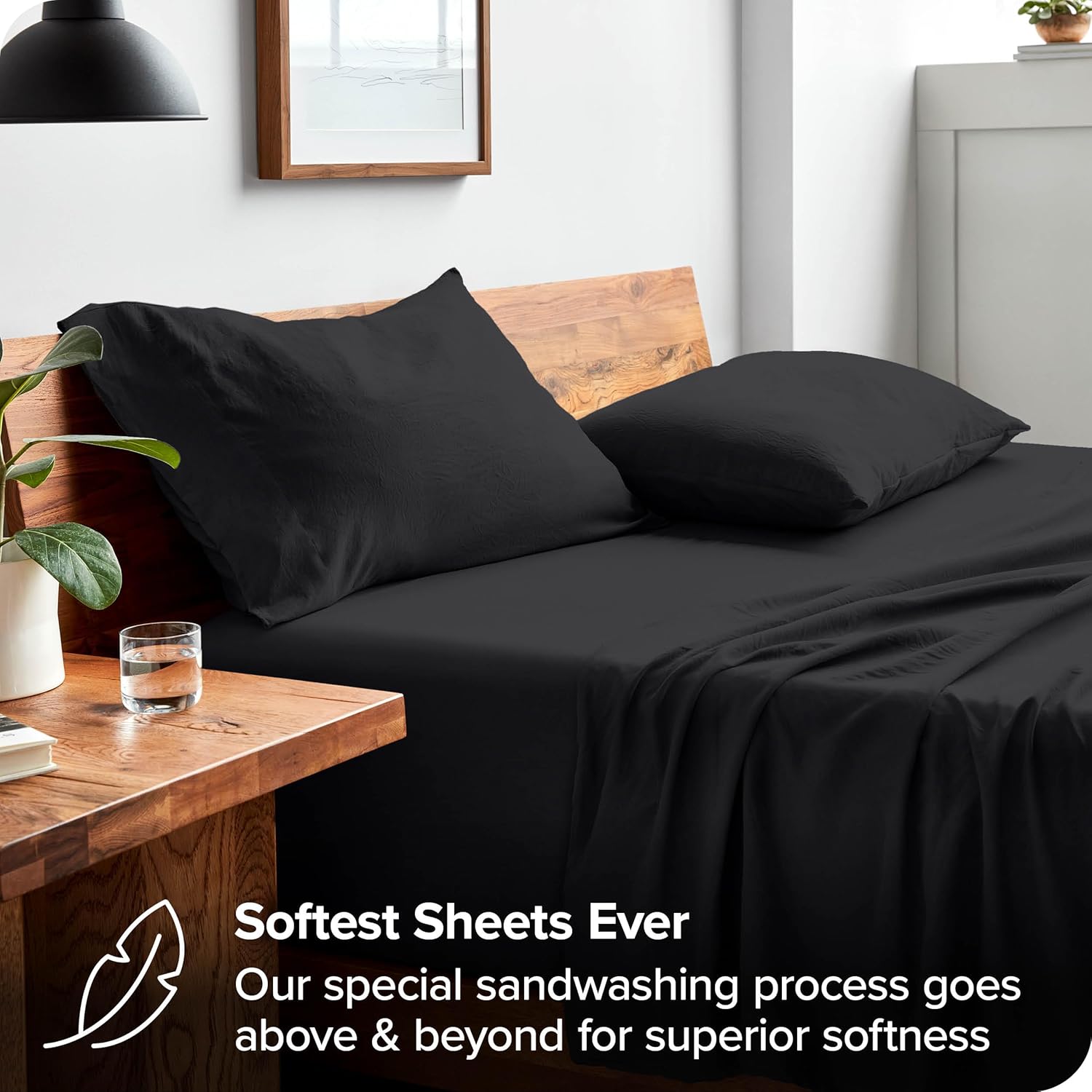 Bare Home Juego de sábanas de microfibra ultrasuave de 1800 hilos lavadas, increíble suavidad, bolsillo profundo, sábanas y fundas de almohada