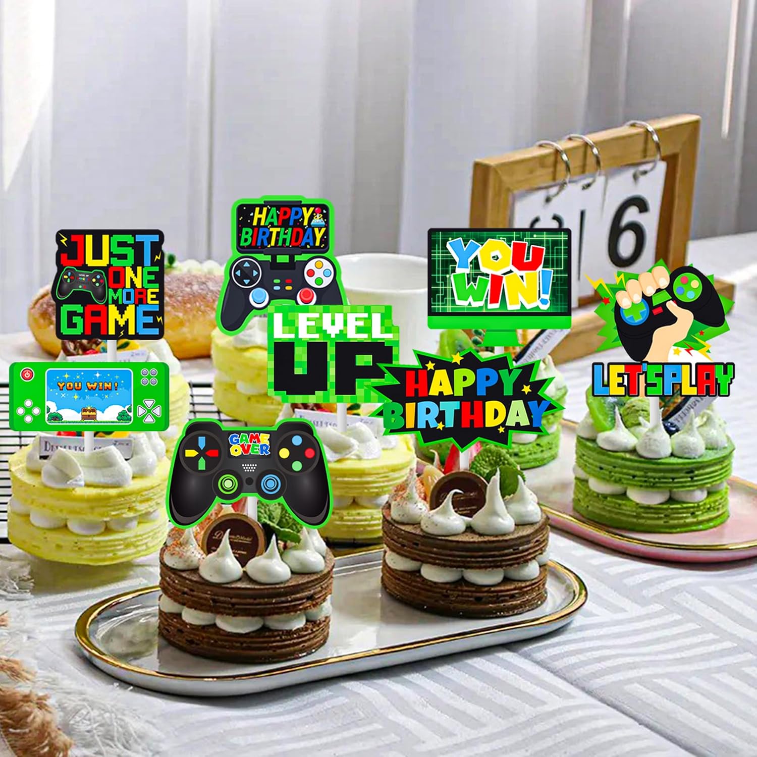 36 piezas de decoración de cupcakes para fiesta de videojuegos, consola de juegos, decoración de fiesta de cumpleaños, decoración de pastel para