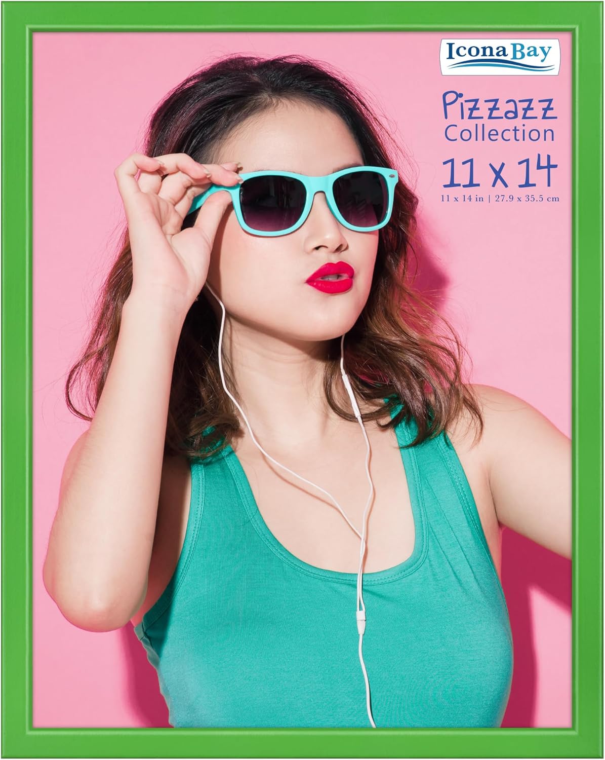 Icona Bay Pizzazz Collection – Marco de fotos de 11 x 14 pulgadas, color verde, de madera maciza estilo escandinavo