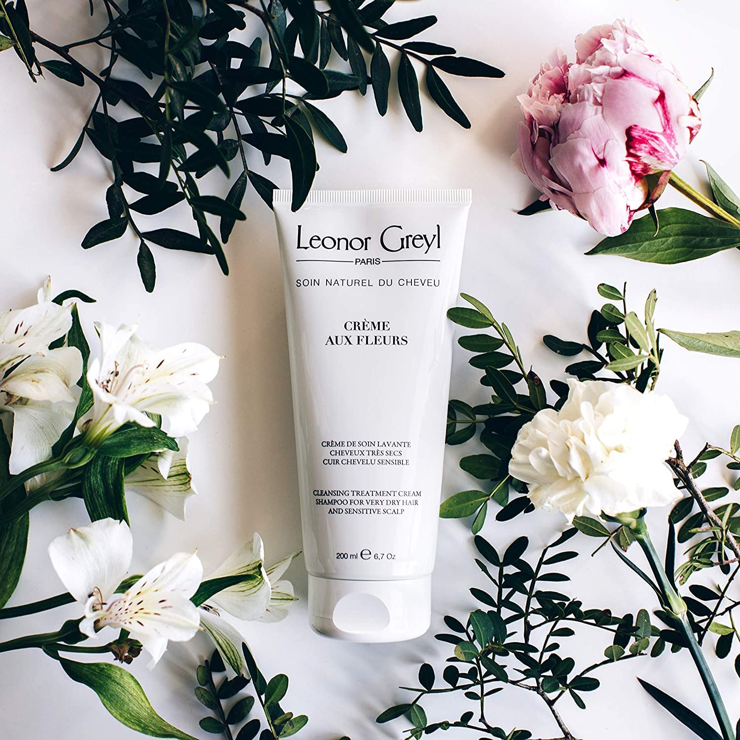Leonor Greyl Paris – Creme Aux Fleurs – Crema calmante para el cuero cabelludo y el cabello para cabello seco, teñido y cuero cabelludo sensible