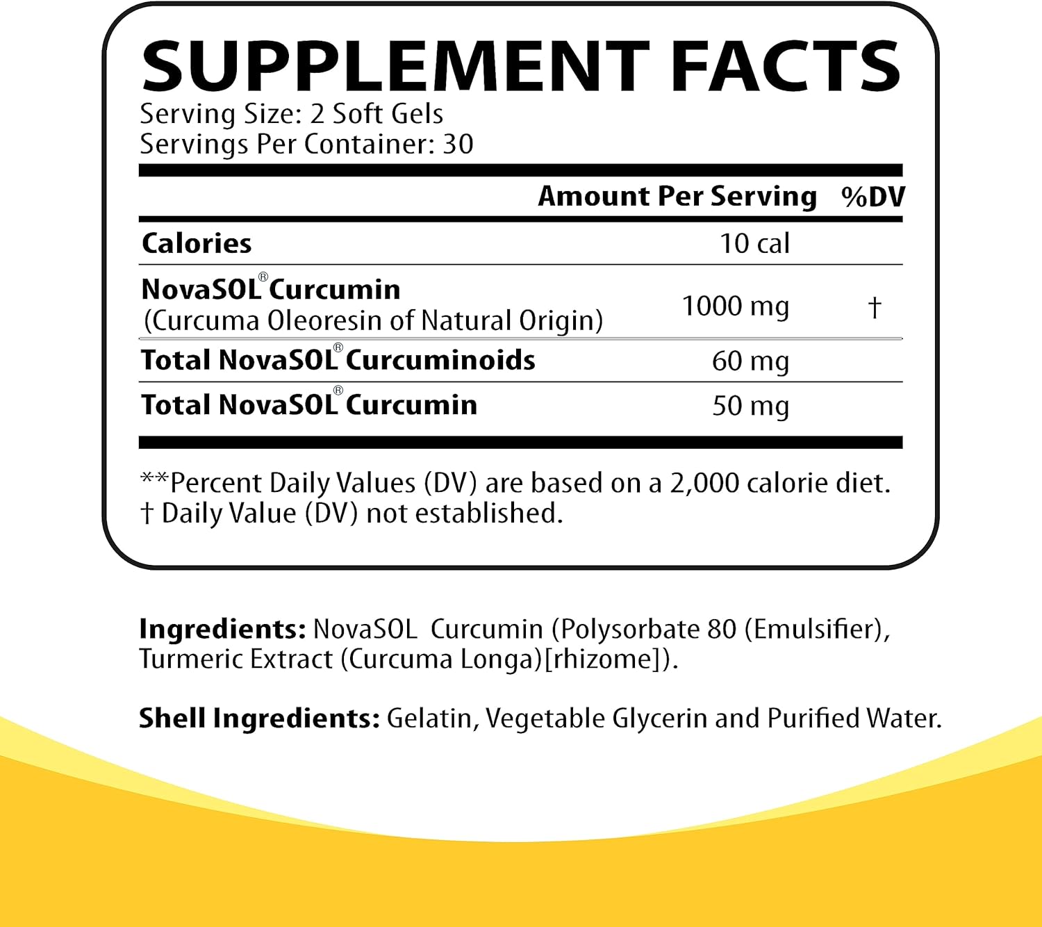 NutriCumin 1000mg Curcumina de cúrcuma liposomal con NovaSOL (60 cápsulas blandas)  para la salud de las articulaciones, sin OMG, certificado GMP y