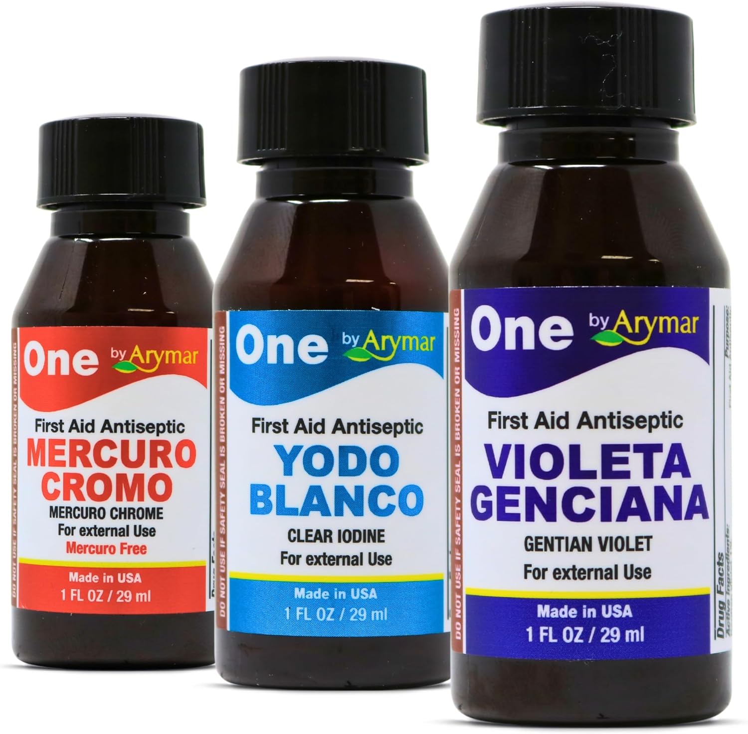 First Aid Chrome Mercuro + Violeta de genciana + YODO Blanco 3 en 1 Combo 1 Fl Oz cada uno