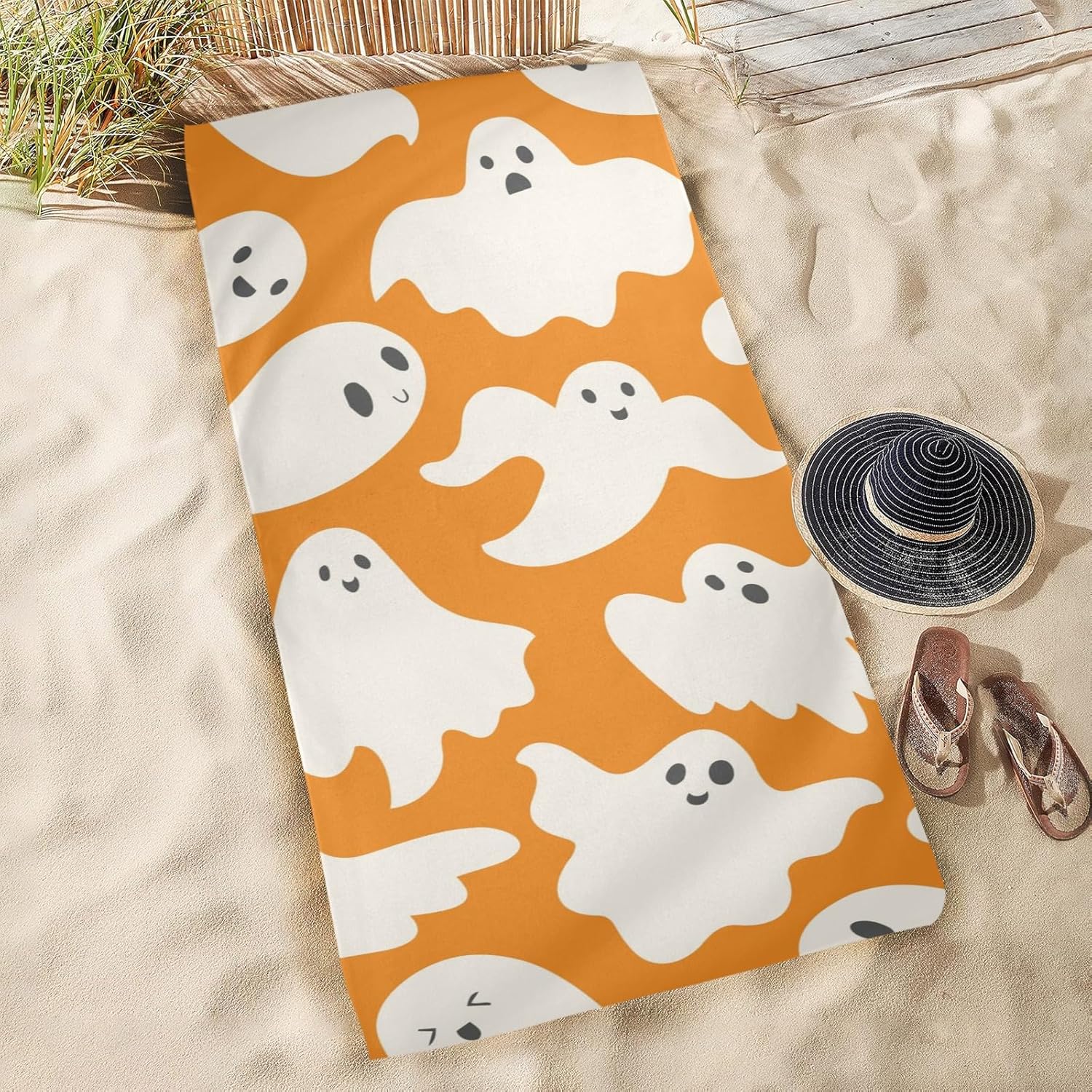 Toalla de playa de 31 x 71 pulgadas Doodle Cute Ghosts Haloween Toallas para playa y baño