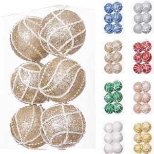 6 adornos de bola de Navidad con purpurina, bolas de Navidad inastillables, adornos de plástico champán de Navidad, bolas colgantes para decoración 6 adornos de bola de Navidad con purpurina, bolas de Navidad inastillables, adornos de plástico champán de Navidad, bolas colgantes para decoración