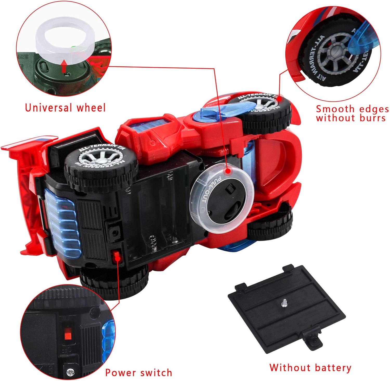 Dinosaur Toys for 3-6 Year Old Girls Transforming Dinosaur Car with LED Light and Music Gifts for 3 4 5 6 7 Year Old Girl (Red)