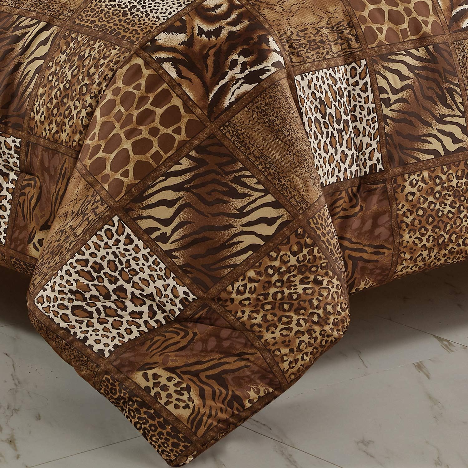 WPM – Edredón de 2 piezas con estampado de animales y funda de almohada, ropa de cama de tamaño individual, diseño de leopardo, cebra, jirafa,