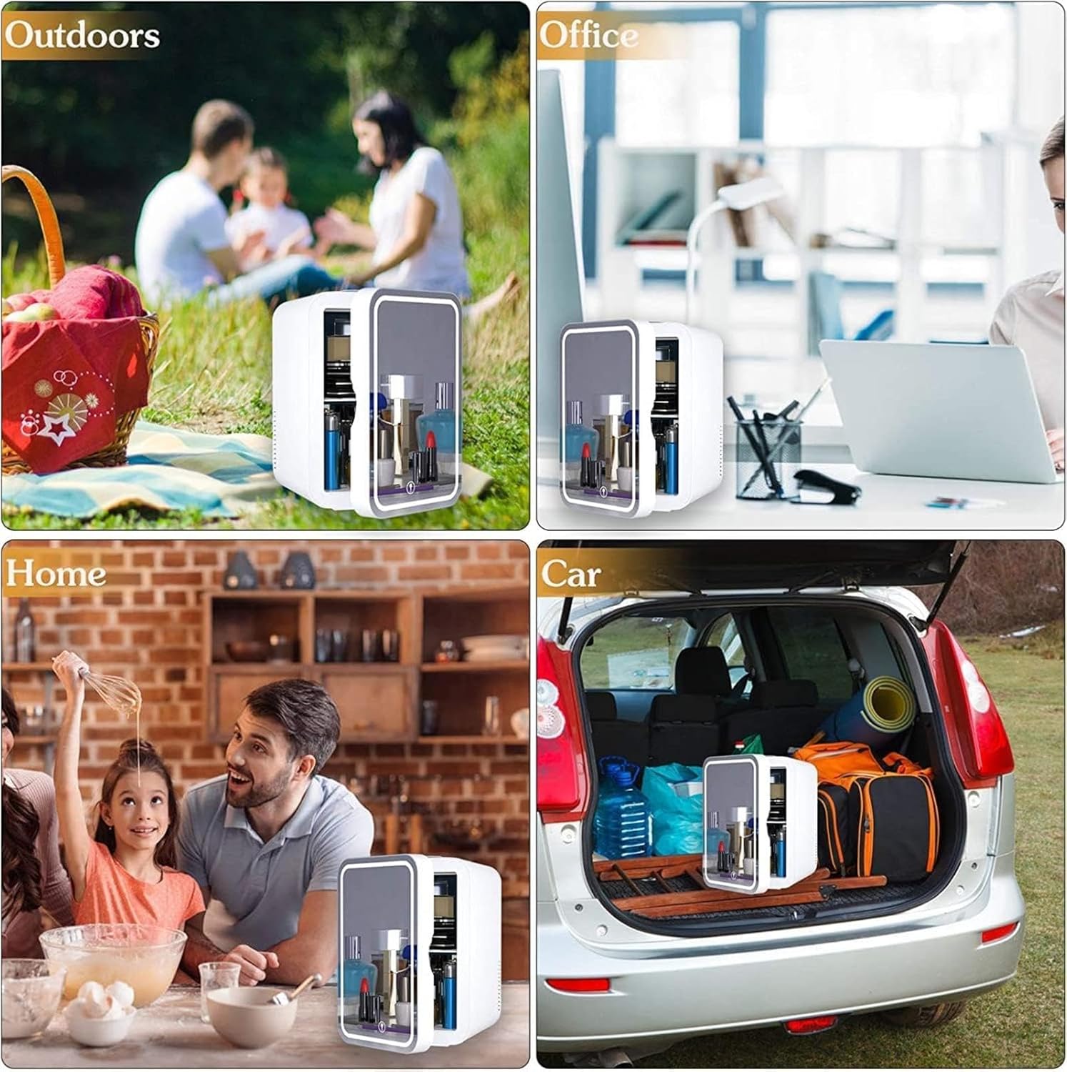 Cosmetic Fridge For Skincare, With Led Mirror, 8L Capacity Mini Fridge Cheap, Hot And Cold, Car And Home Dual Use Car Mini Fridge, Best Gift For
