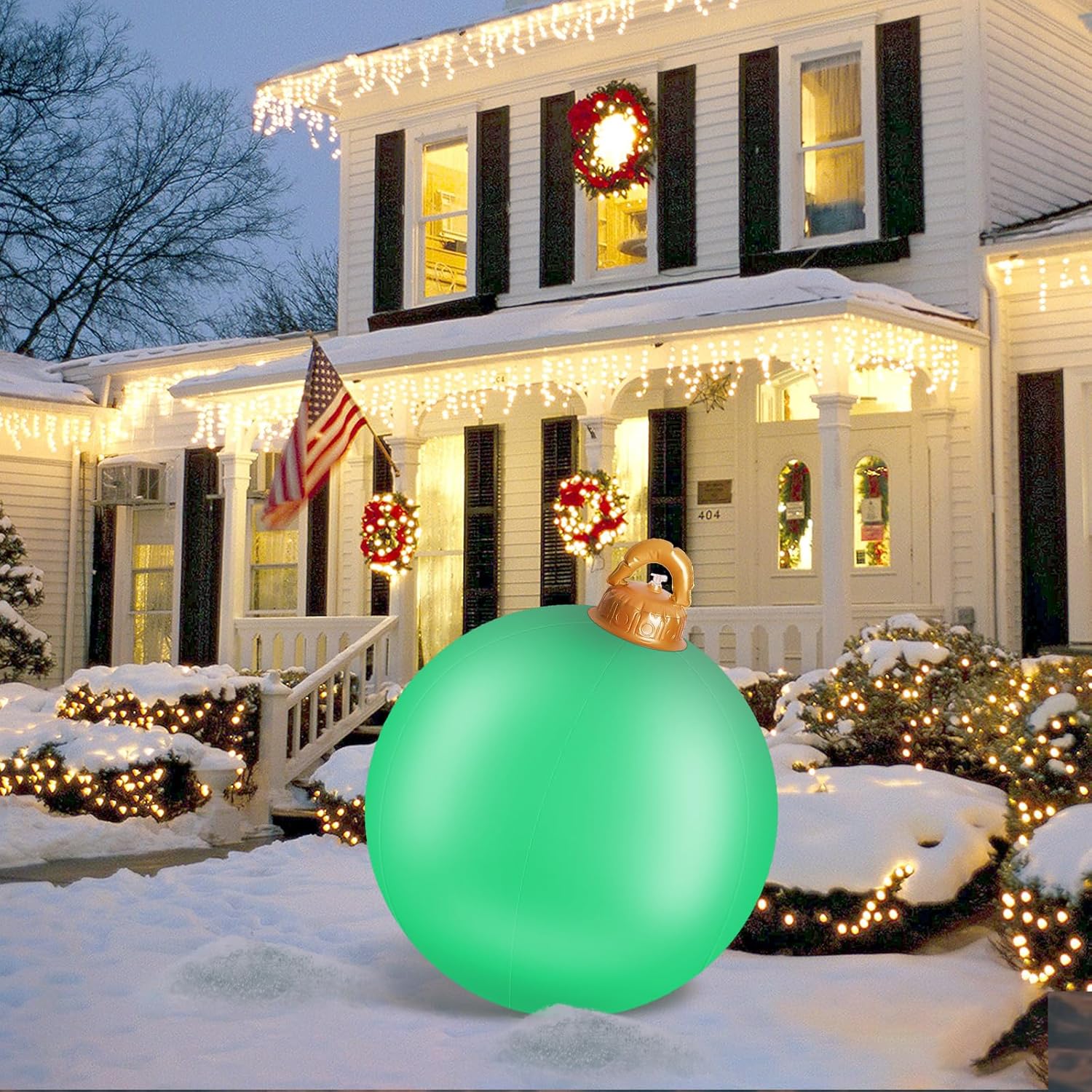 1 adornos inflables de Navidad de 24 pulgadas, adornos gigantes de Navidad de PVC, bolas de adornos de Navidad de gran tamaño para exteriores,