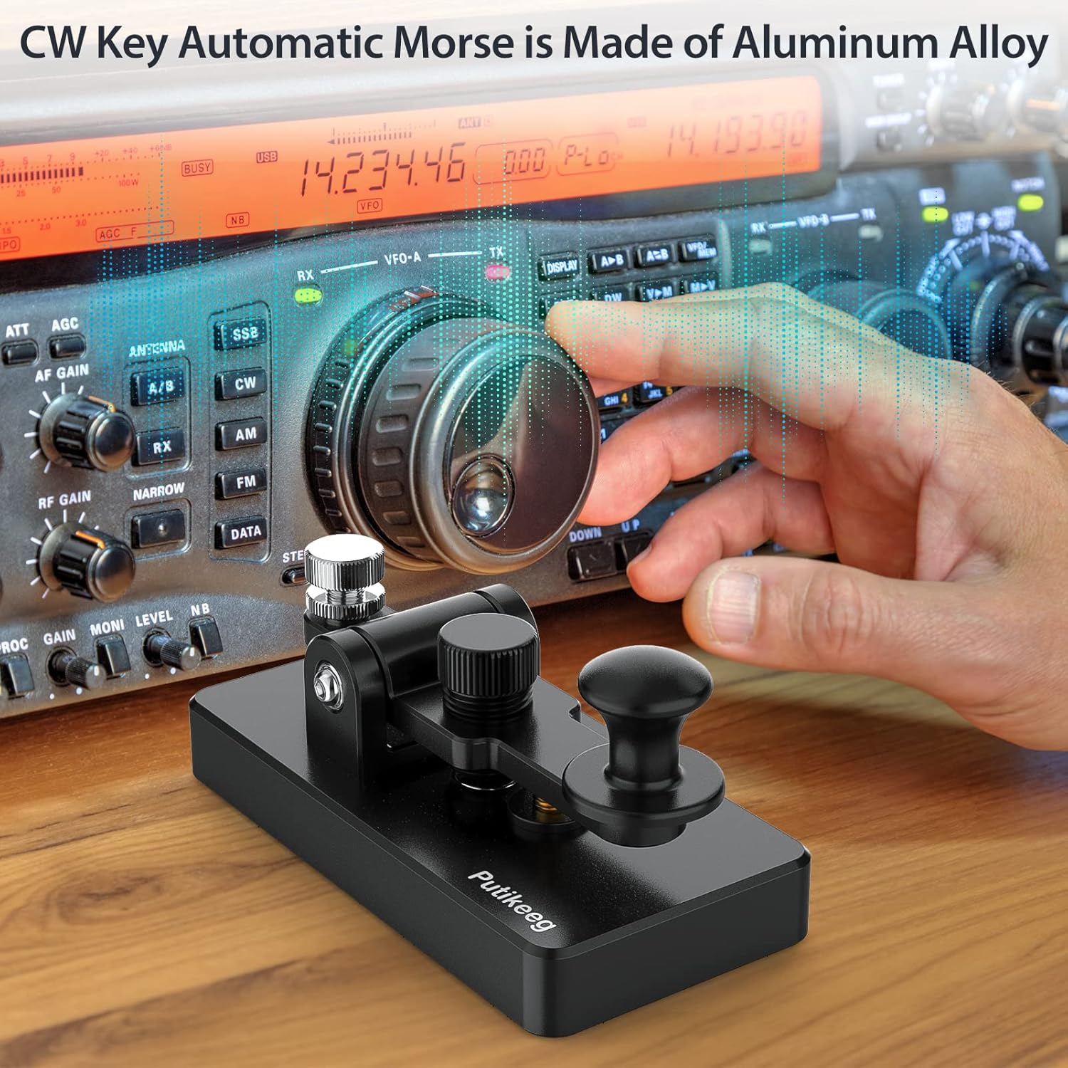 Clásico Mini Código Morse Llave de Telégrafo Llave de Paleta Única Aleación de Aluminio Mini-Key Finger CW Llave Recta Portátil Clave de Práctica –