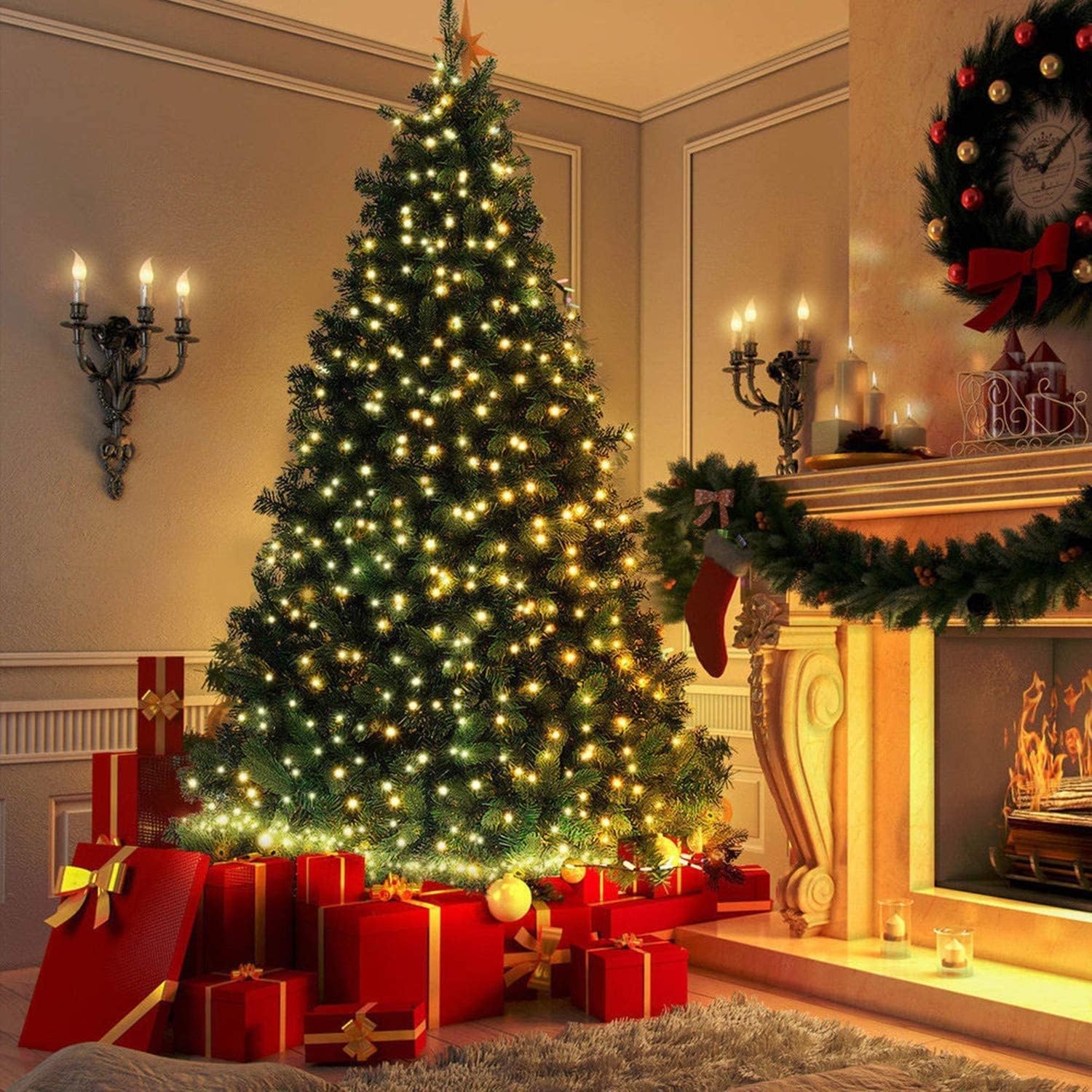Dazzle Bright 200 mini luces LED de Navidad, 65 pies, conectables, impermeables, 8 modos de luces de hadas para interiores y exteriores, patio,