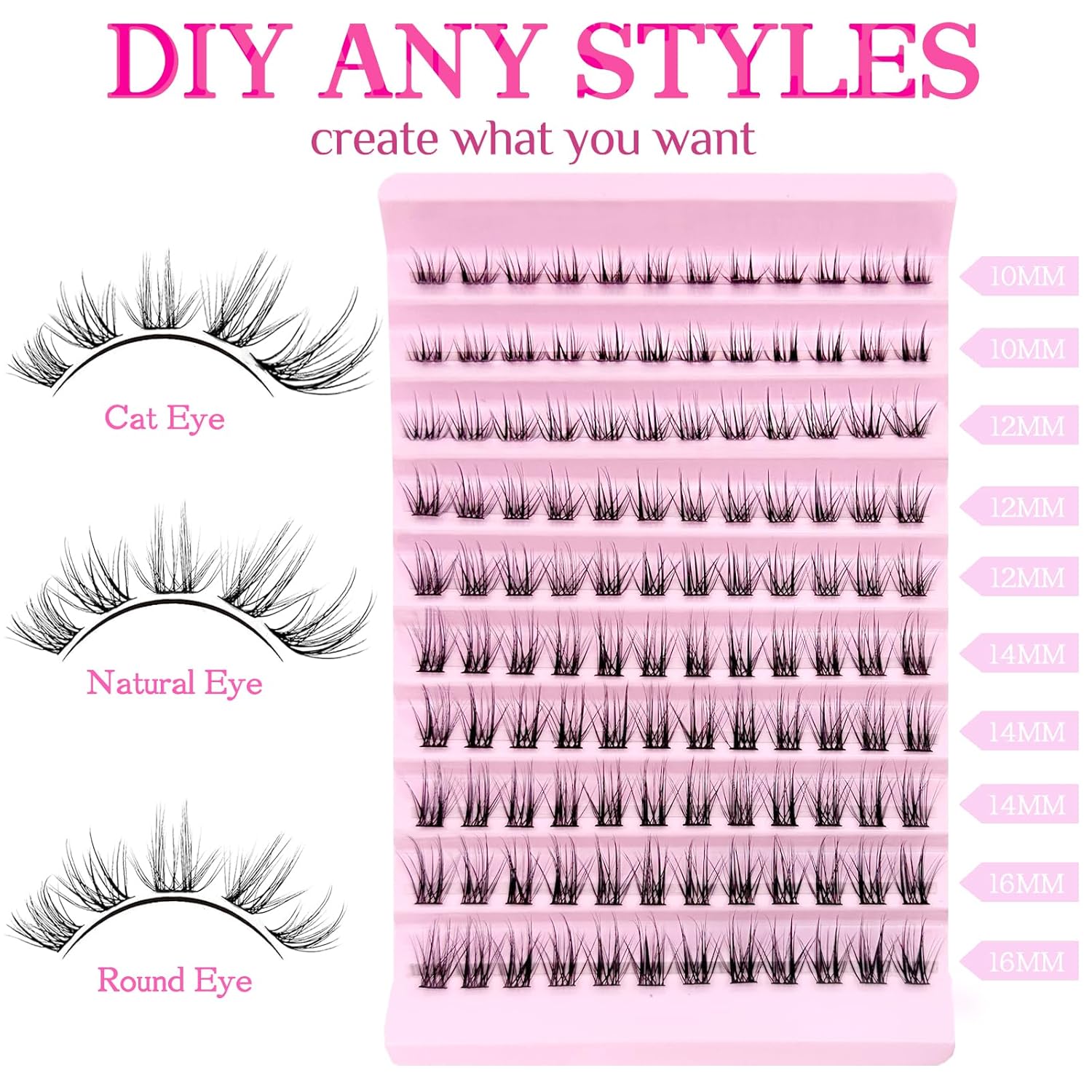 Extensiones de pestañas postizas en racimo de pestañas individuales naturales y puntiagudas, rizo D, 0.315-0.630 pulgadas, 0.631 pulgadas, 0.630