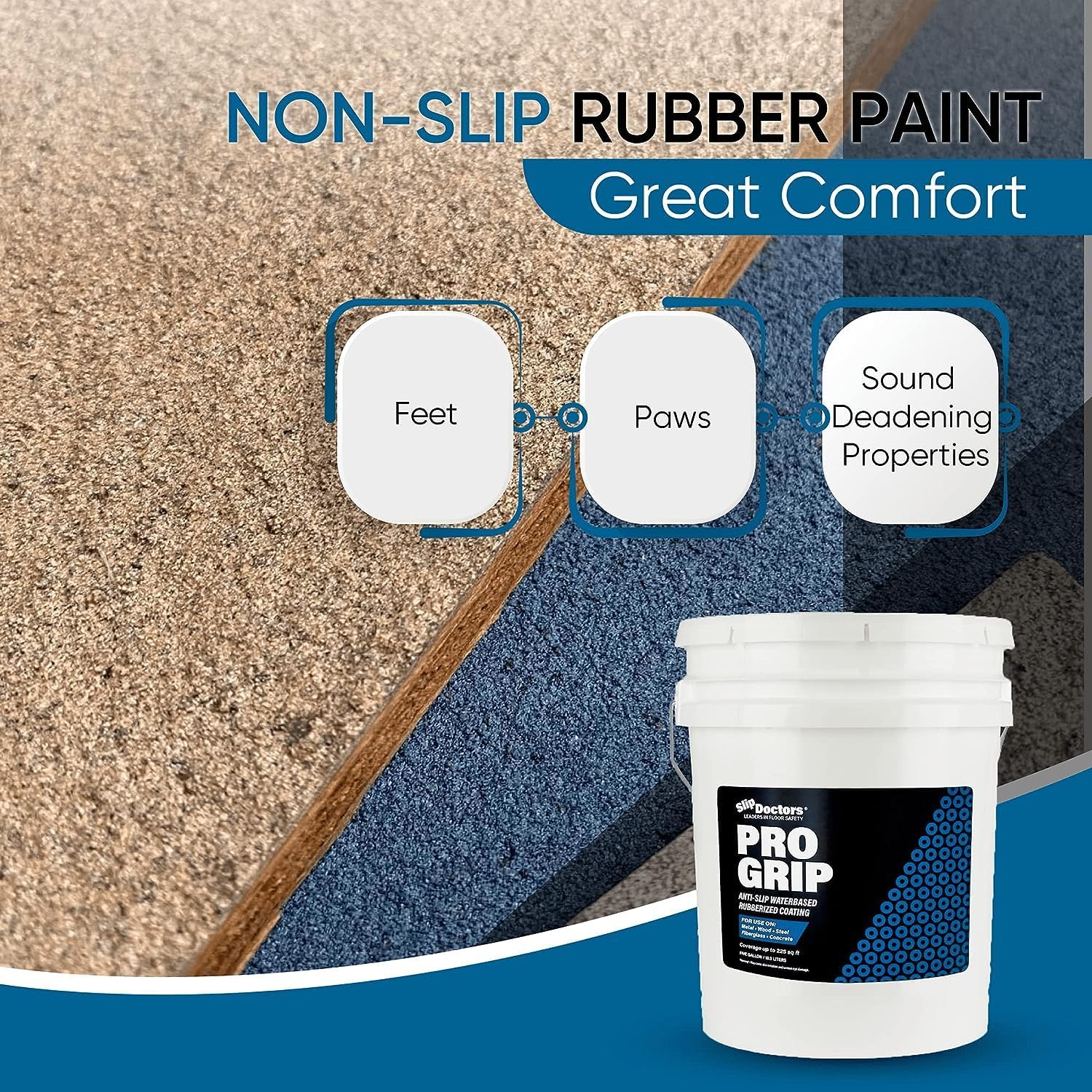 Pro Grip – Revestimiento en aerosol antideslizante de goma (galón, negro) para cubiertas, pisos, barcos y canchas, pintura de goma antideslizante