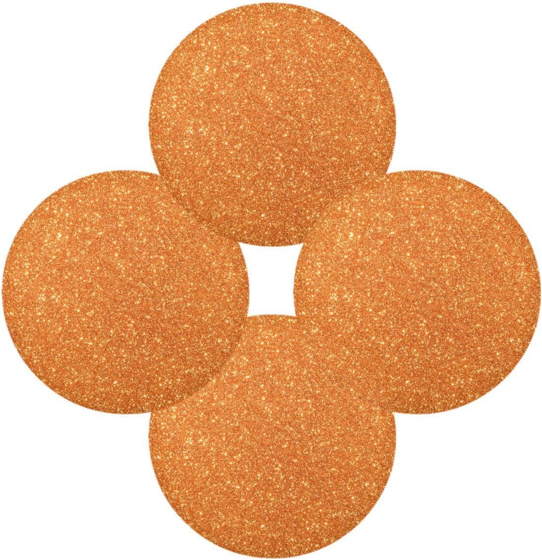 Juego de 6 manteles individuales redondos con purpurina de color naranja brillante para cocina, para decoración de fiestas del hogar, vacaciones, 15