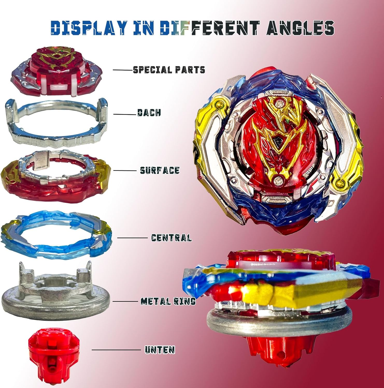 Zelzen Bey Burst Blade Gyro juguete, Bey Metal Fusion Spinning Battling Top Blades con lanzador de cuerda y asa, juegos de lucha de cumpleaños para