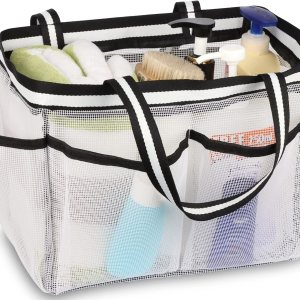 Bolsa de malla XL para ducha, grande, portátil, para dormitorio, gimnasio, campamento, baño, color blanco Bolsa de malla XL para ducha, grande, portátil, para dormitorio, gimnasio, campamento, baño, color blanco