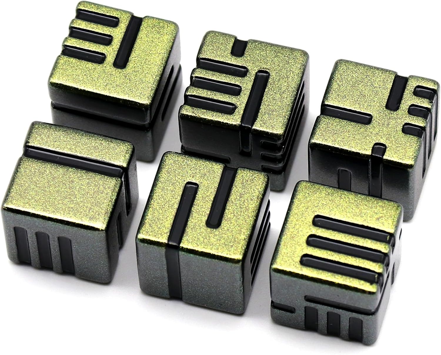 Dados de metal D6, juego de dados de 6 caras de 0.630 in, juego de 6 dados ZHOORQI con temática tecnológica, nuevos dados de líneas conceptuales