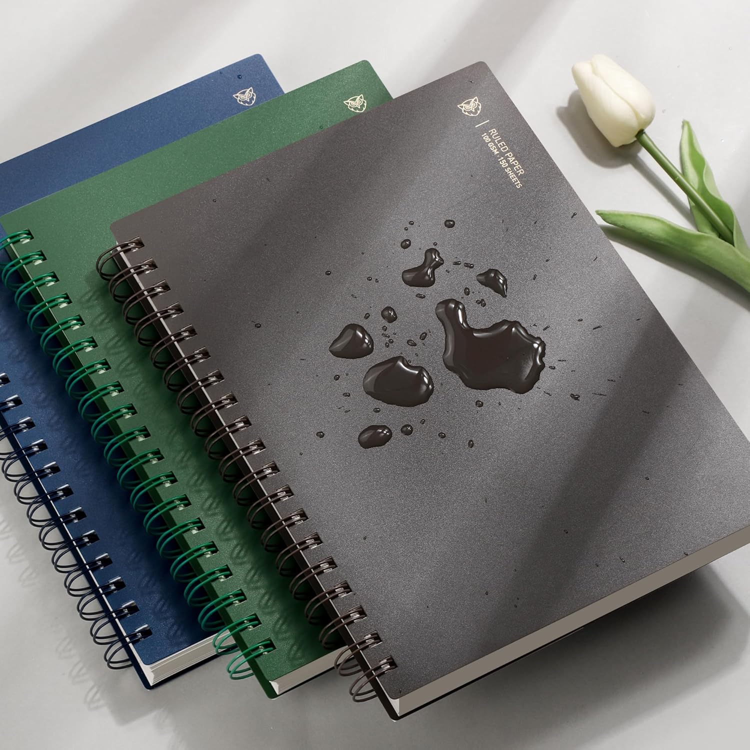 EMSHOI Cuaderno de espiral B5 con rayas universitarias, tamaño grande de 7.48 x 10.15 pulgadas, 300 páginas150 hojas, papel grueso de 3.53 ozm, tapa