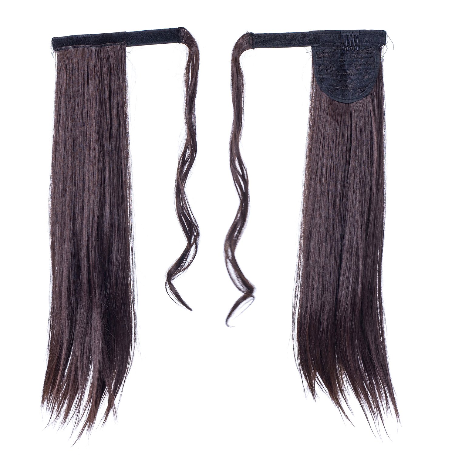 SWACC – Extensiones de pelo largo, lacio y ondulado, en forma de cola de caballo, extensiones de pelo sintético con clip para mujer