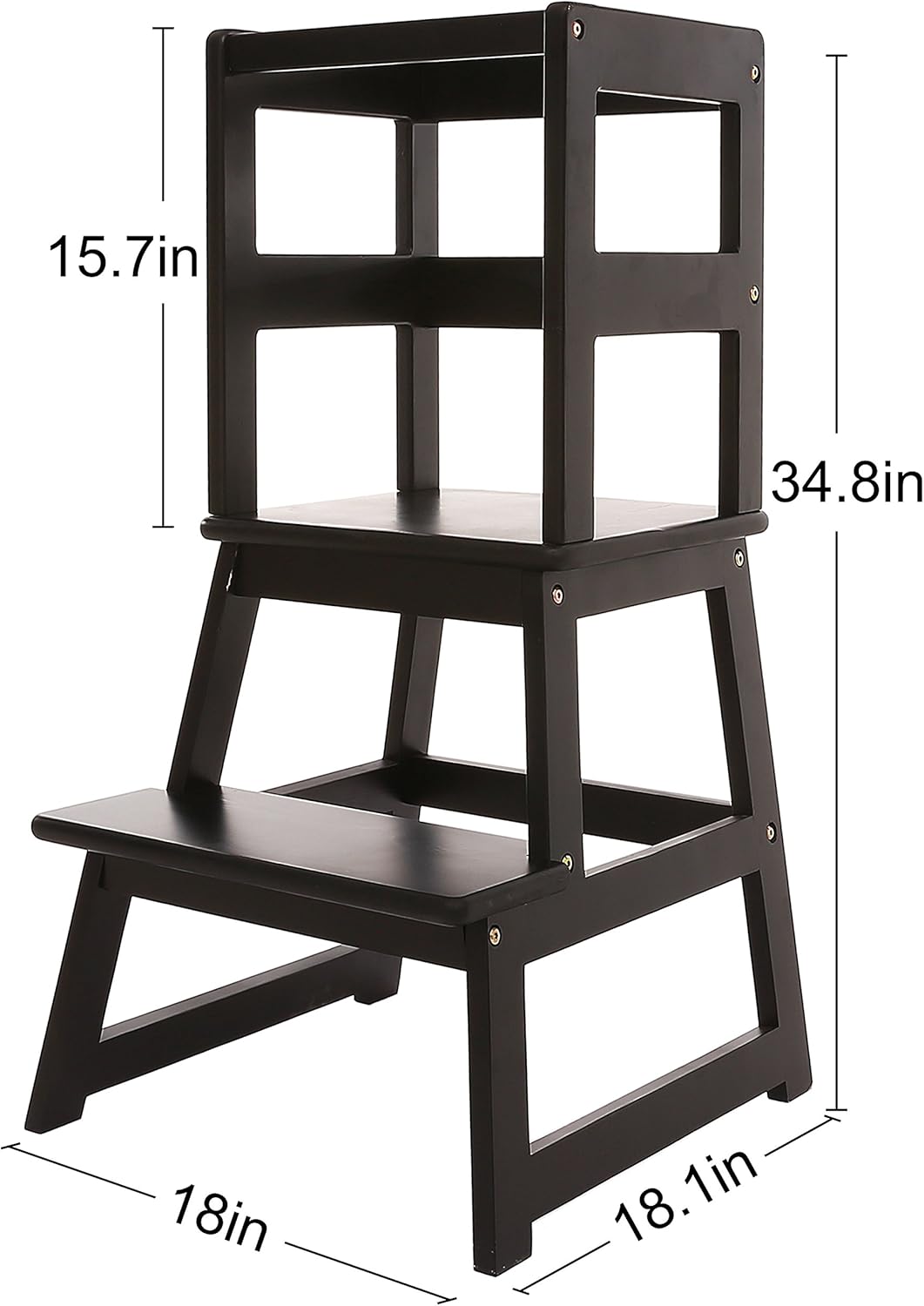 GUIDTOP Taburete de cocina con barandilla de seguridad y tapetes antideslizantes, taburete de cocina para niños de 18 meses en adelante (negro)