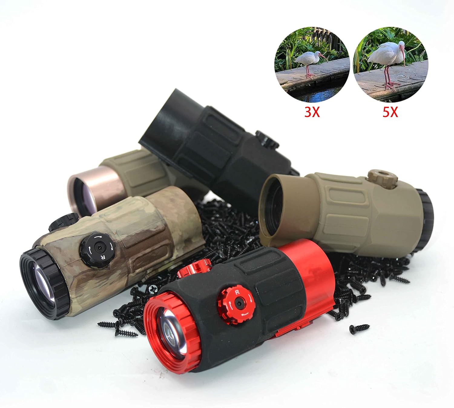 558+G45X Miras, 558 puntos rojos y verdes, vista holográfica G45X 5X Lupa Reflex Scope Combo con montaje de liberación rápida, ajuste de montaje de