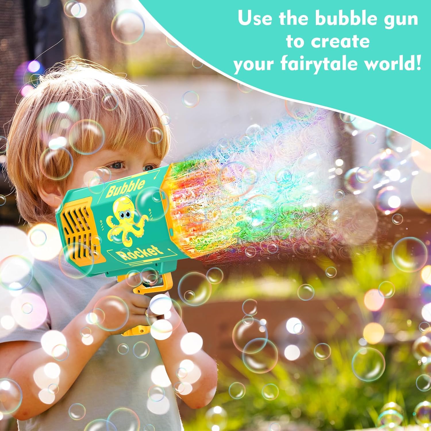 Bazooka – Pistola de burbujas de 69 agujeros con luces coloridas, soplador de burbujas de cohete grande para niños y adultos, juguetes para hacer