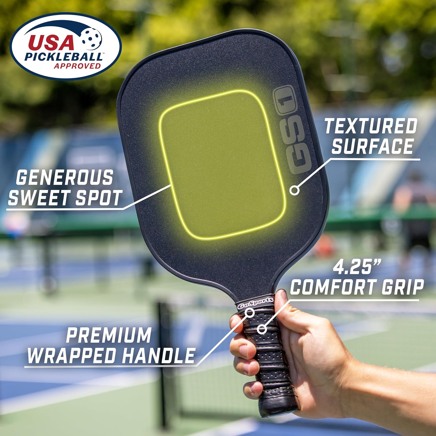 GoSports GS1 Pickleball Paddles – USAPA Approved Fiberglass Pickleball Paddles – Single, 2 Pack, or 4 Pack