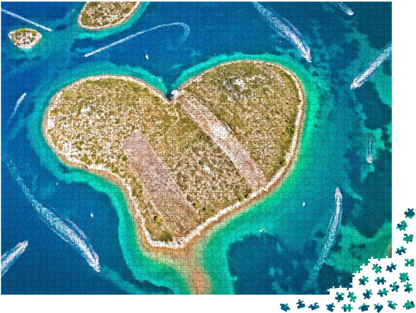 Isla de Galesnjak en forma de corazón en el archipiélago de Zadar AER… rompecabezas rompecabezas con 2000 piezas
