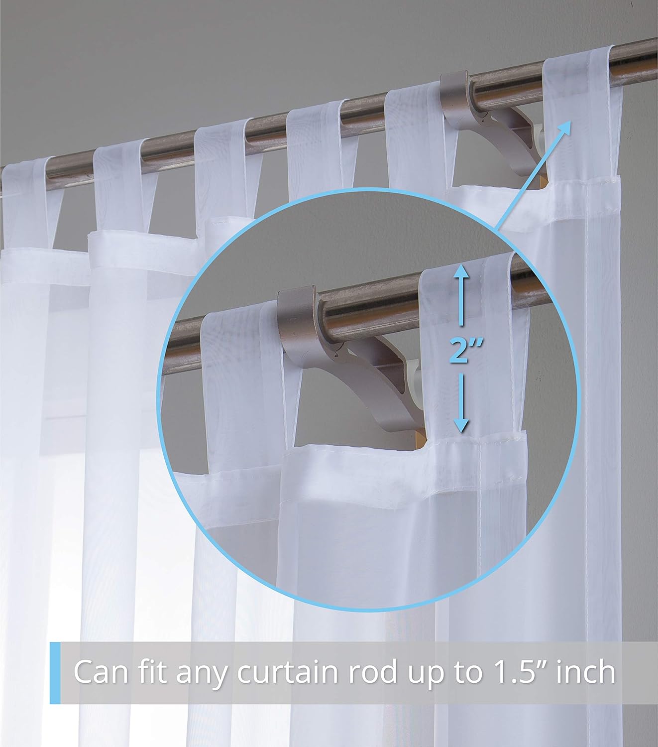 HLC.ME – juego de 2 paneles de cortinas de gasa transparente para sala de estar y dormitorio, 54 pulgadas x 63 pulgadas, 72 pulgadas, 84 pulgadas,