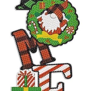 LUSandy Kit de adornos de pintura de diamantes de Navidad 5D con forma especial de cristal de madera para el hogar, adorno de escritorio para Año LUSandy Kit de adornos de pintura de diamantes de Navidad 5D con forma especial de cristal de madera para el hogar, adorno de escritorio para Año