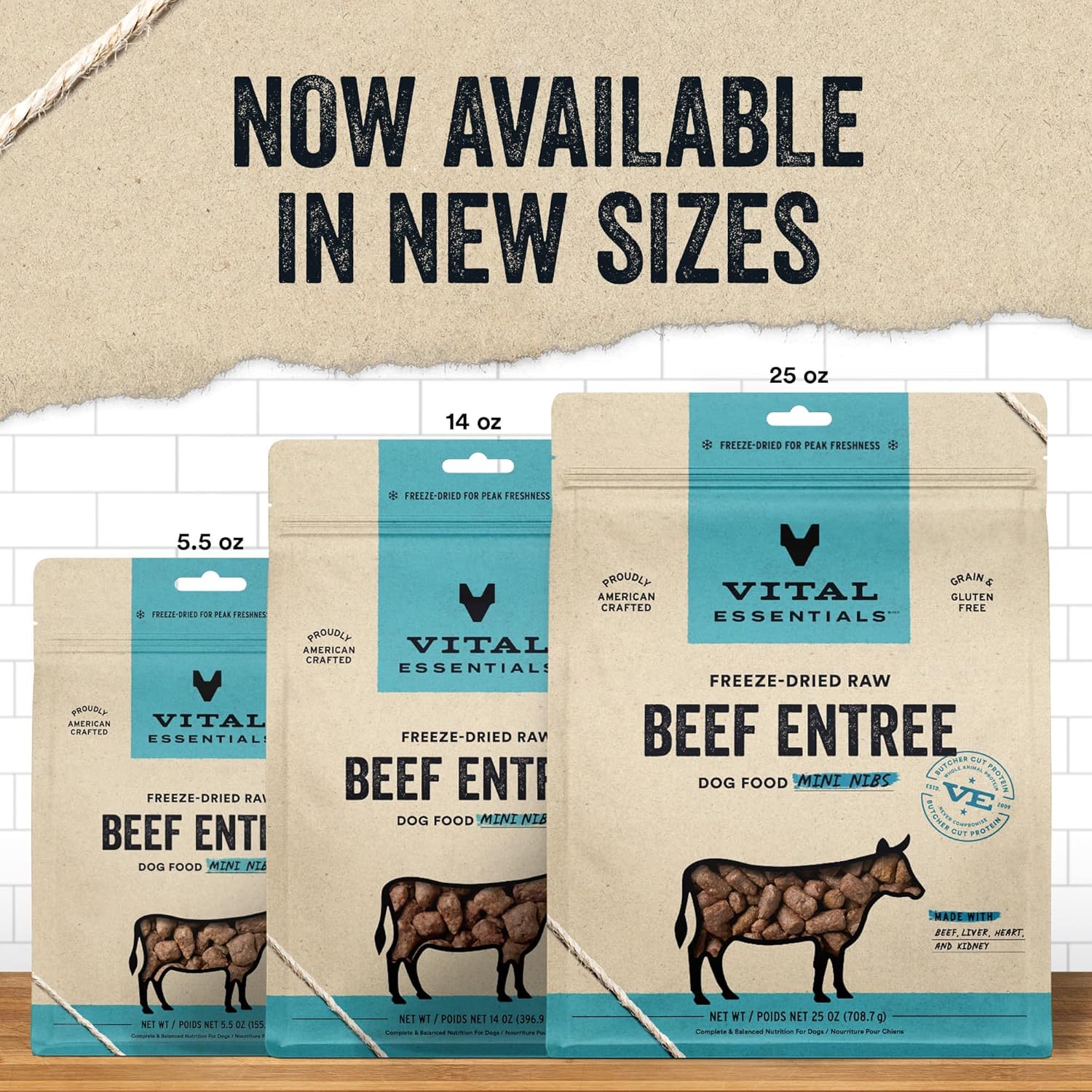 Vital Essentials Alimento crudo liofilizado para perros, mini platos de carne de res, 25 onzas