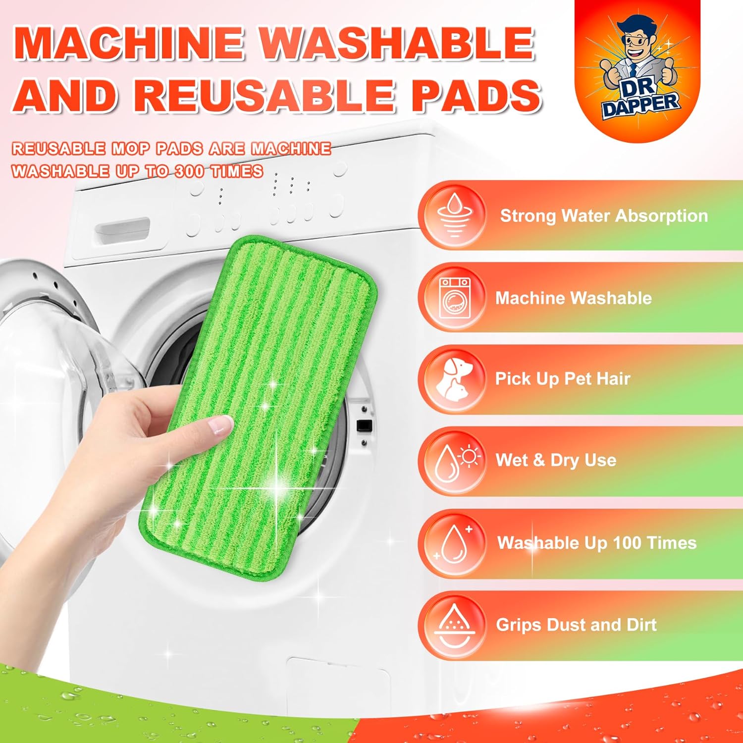 Almohadillas reutilizables para trapeador de chorro húmedo compatibles con mopa Swiffer WetJet, paquete de 6 almohadillas de chorro húmedo,