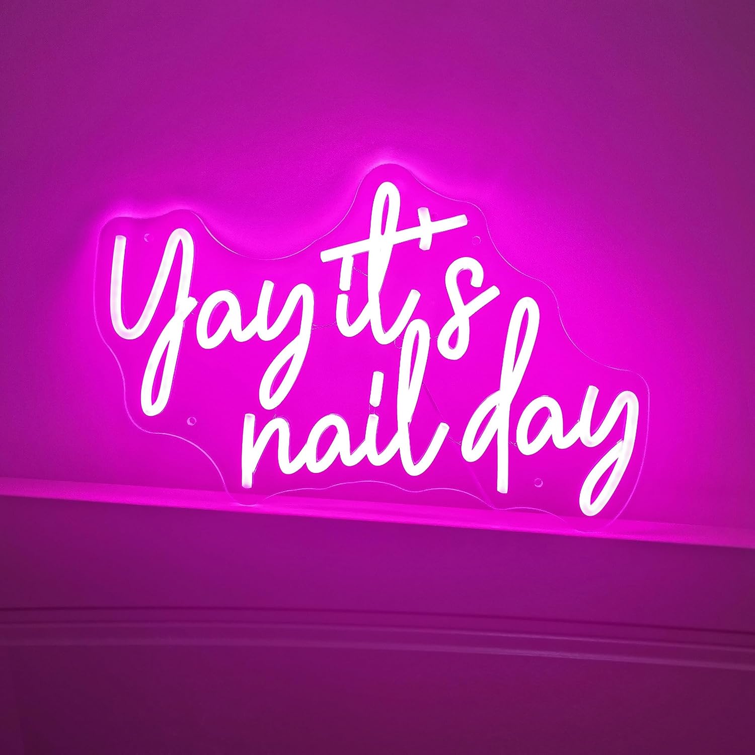 Yay It’s Nail Day – Letrero de neón para decoración de pared, letrero de neón de uñas para salón de uñas, letrero de ventana de uñas de neón rosa,